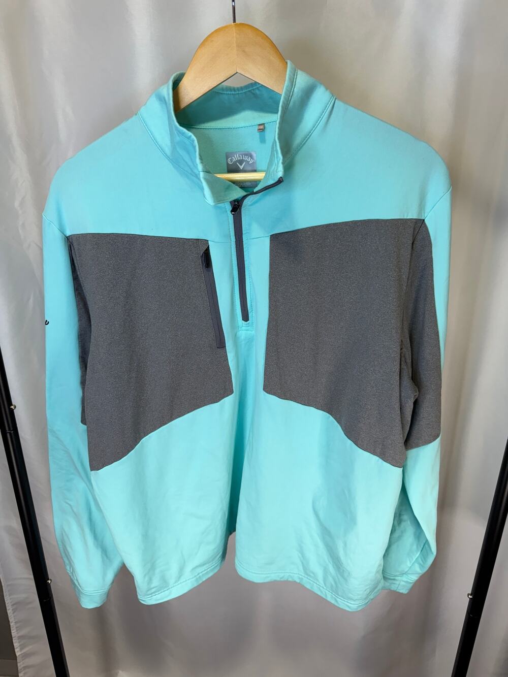 Callaway Weather Series Men’s M Golf Pullover Quarter Zip Aqua Gray Performance